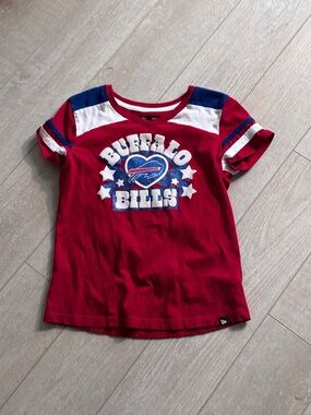 NFL Red Buffalo Bills Girls Short Sleeve Tee with Blue & White Accents